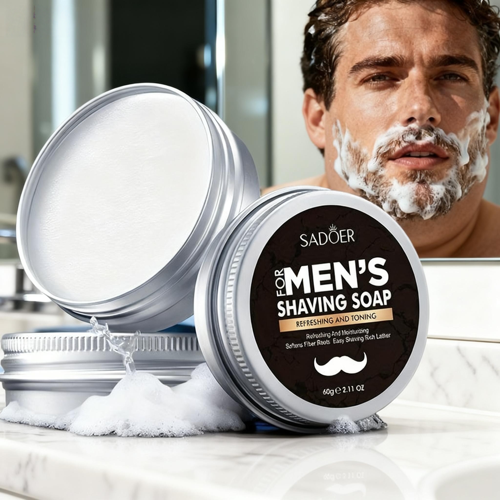 60g Men's Shaving Soap Contain - Soap Making Oils 评论和价格