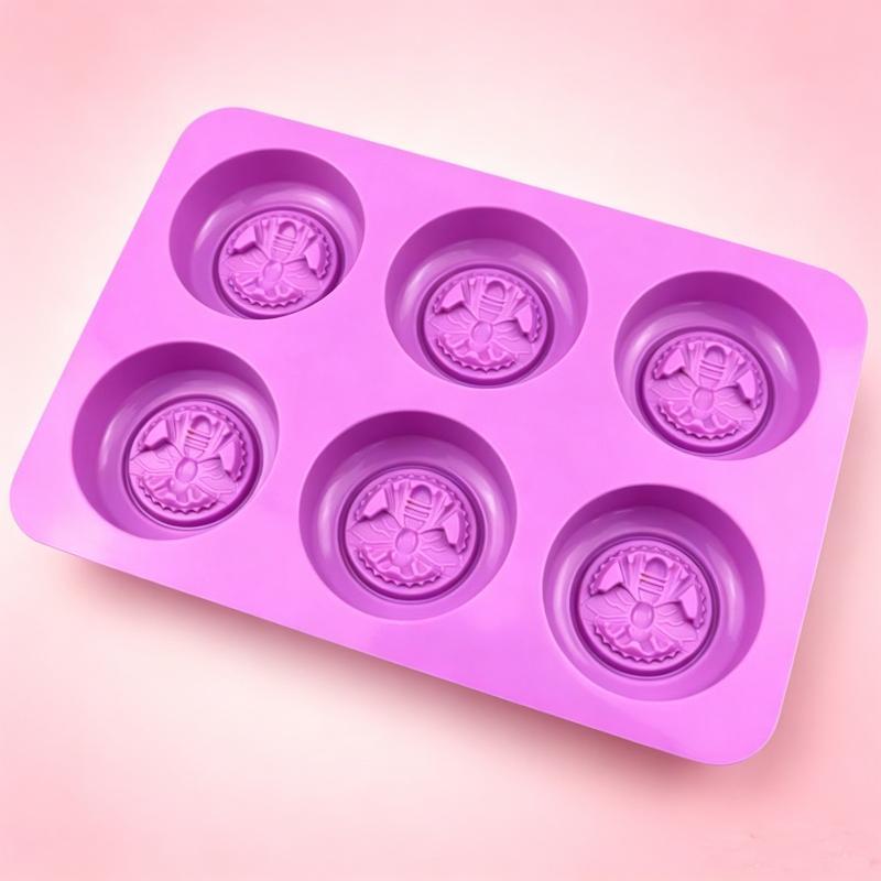 6 Cavity Round Bee Pattern Sil - Soap Making Scents 评论和价格