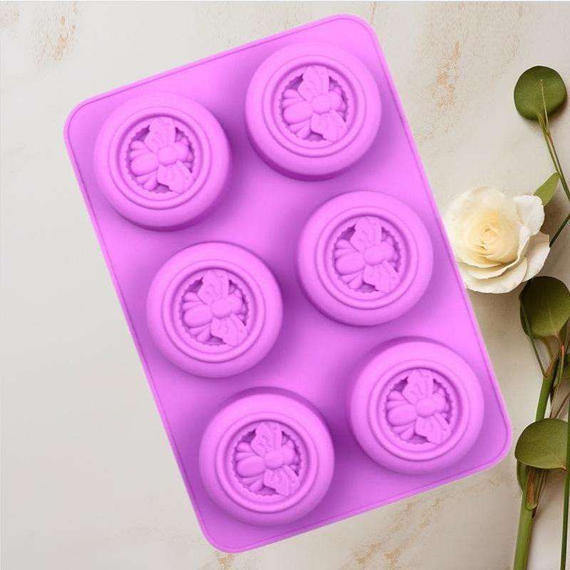 6 Cavity Round Bee Pattern Sil - Soap Making Scents 评论和价格
