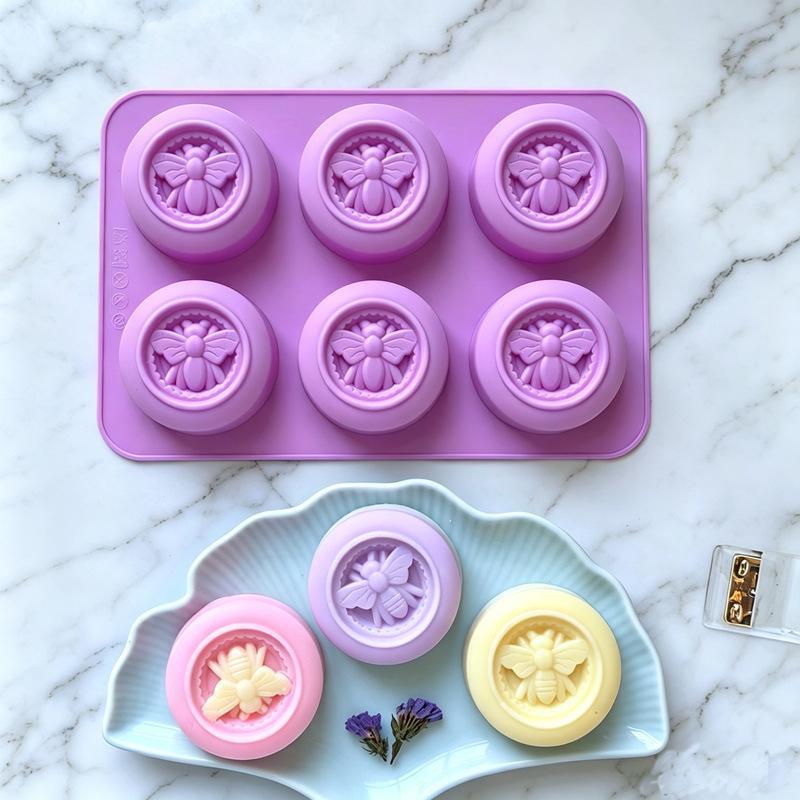 6 Cavity Round Bee Pattern Sil - Soap Making Scents 评论和价格
