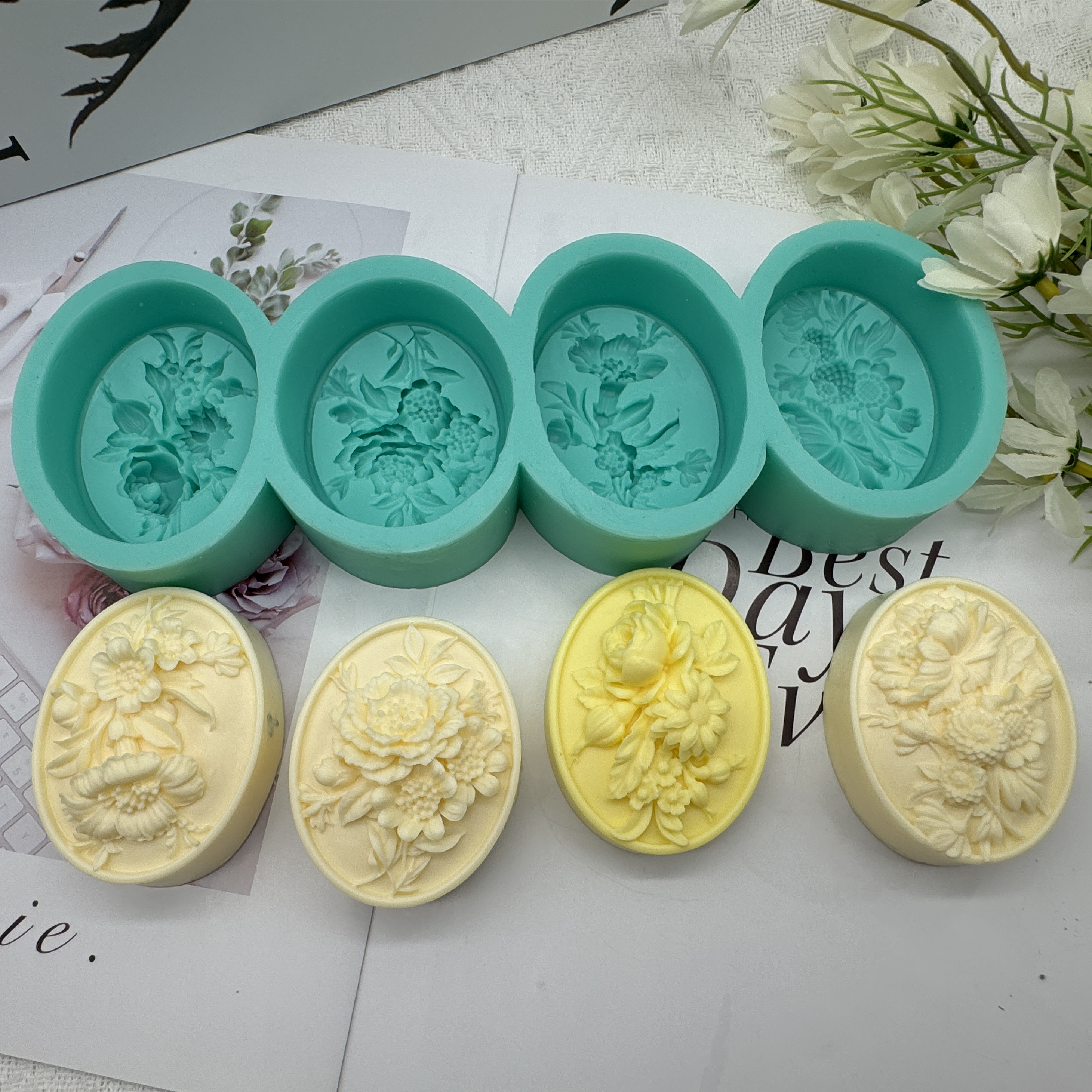 4Cavity Oval Flower 3D Soap Mo - Soap Making Scents 评论和价格