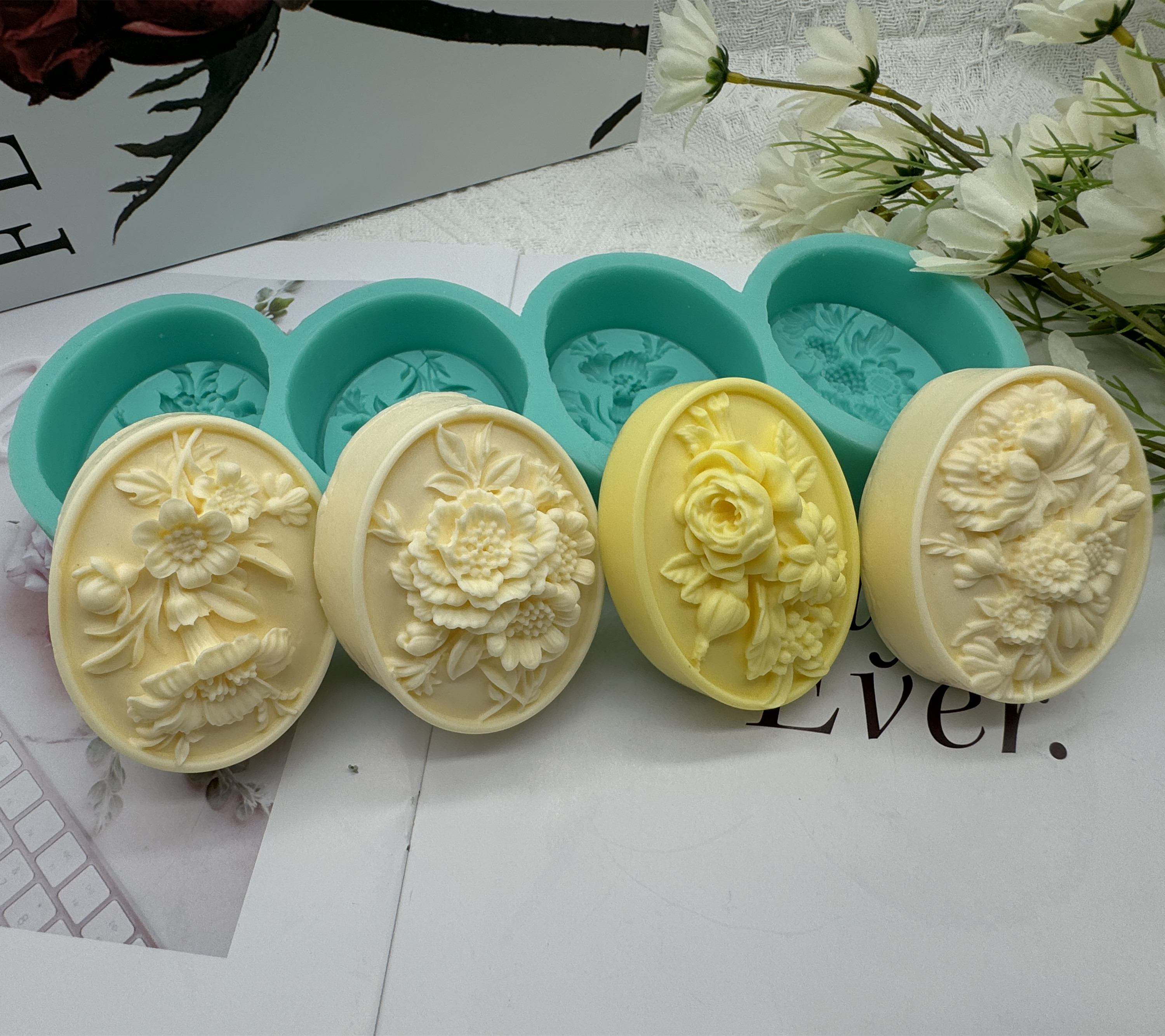 4Cavity Oval Flower 3D Soap Mo - Soap Making Scents 评论和价格